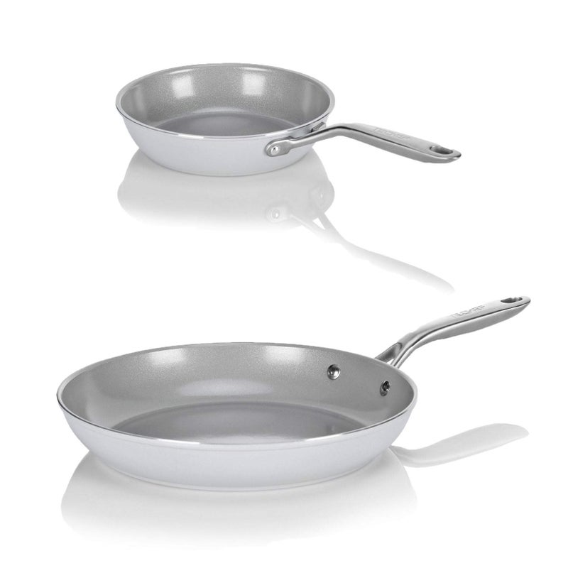 TECHEF - CeraTerra 8" & 12" Ceramic Nonstick Frying Pan Skillet, (PTFE, PFAS, and PFOA Free), Dishwasher Oven Safe, Stainless Steel Handle, Induction-Ready, Made in Korea (2-Piece Set) - Image 1